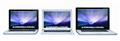 Apple's new MacBook (left), MacBook Air (center) and MacBook Pro (right)