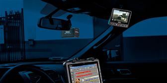 Getac VERETOS smart mobile video system in operation inside a police car