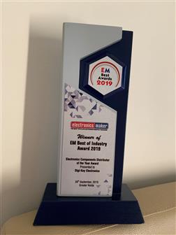 Digi-Key awarded Electronics Components Distributor of the Year 2019 Award by Electronics Maker