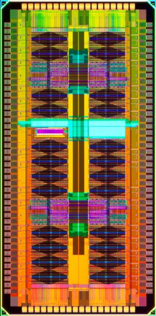 This prototype eDRAM, or Embedded Dynamic Random Access Memory chip, contains over 12 million bits and high-performance logic