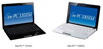11.6-inch Eee PC 1101HA and 10.1-inch Eee PC 1005HA netbooks