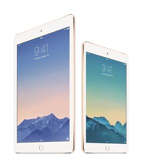 Apple iPad Air 2 (left) and iPad mini 3 (right) tablets