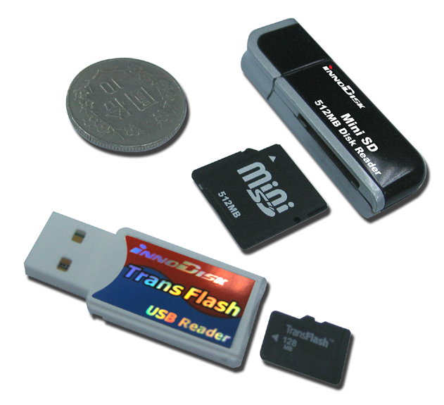 Ultra-compact InnoDisk NAND-flash drives and readers.